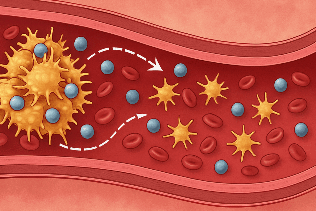 Illustration of aspirin blocking platelet aggregation in a narrowed artery, addressing the question: can aspirin raise blood pressure.
